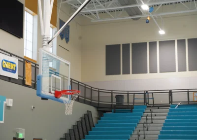 Teal School Gymnasium retractable backstop