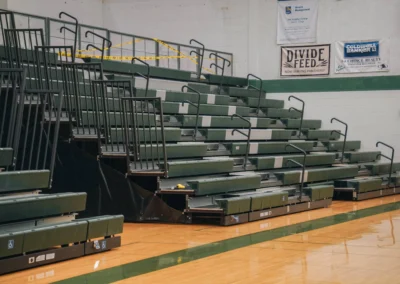 BROC telescoping bleachers in a US high school gymnasium