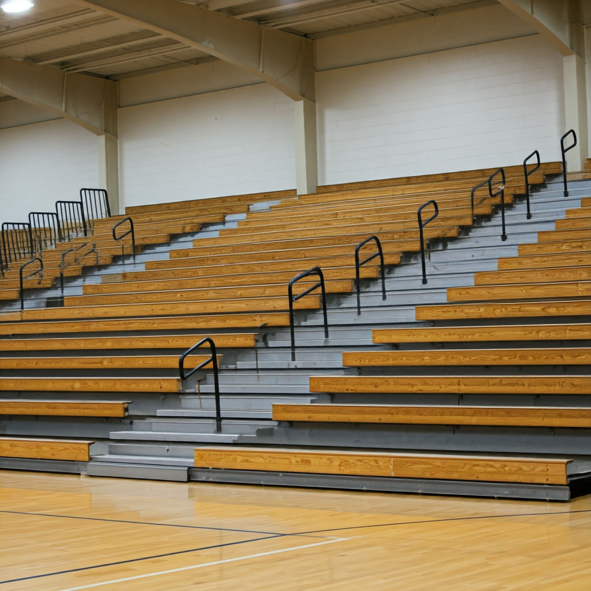 Bleachers with handrails